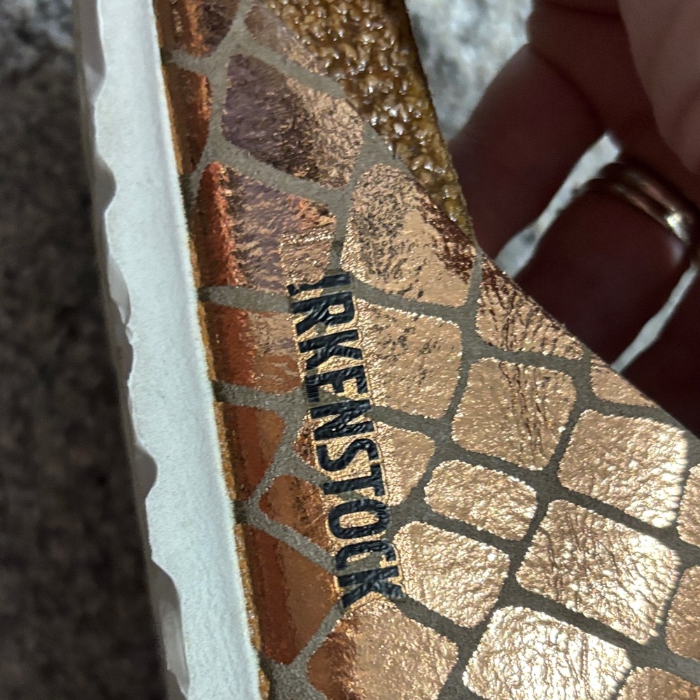 Birkenstock Metallic Croc-Pattern Sandals - Picture 13 of 15